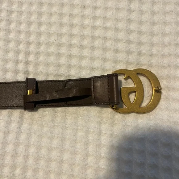 Gucci Monogram Belt with Gold Double G Buckle - Picture 3 of 4
